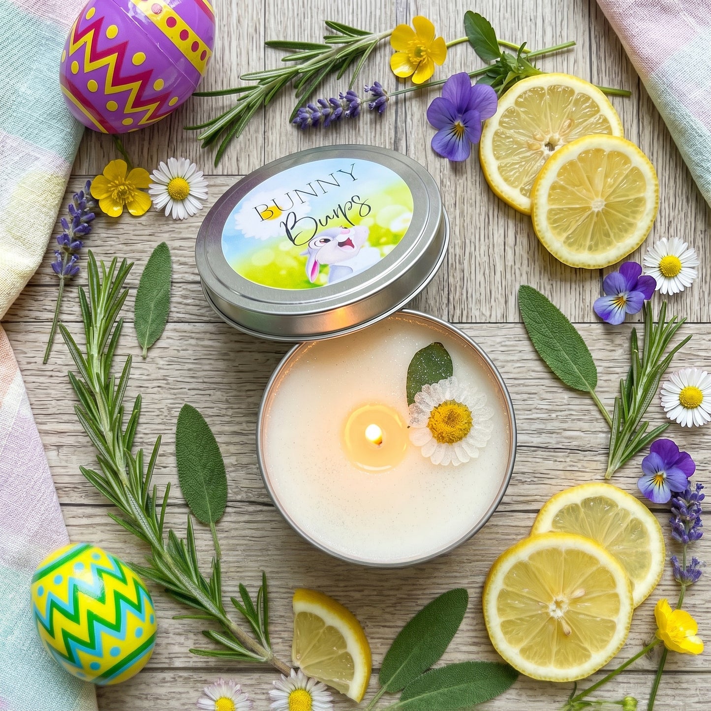 Bunny Burps-Lemon & Rosemary Soy Wax candle