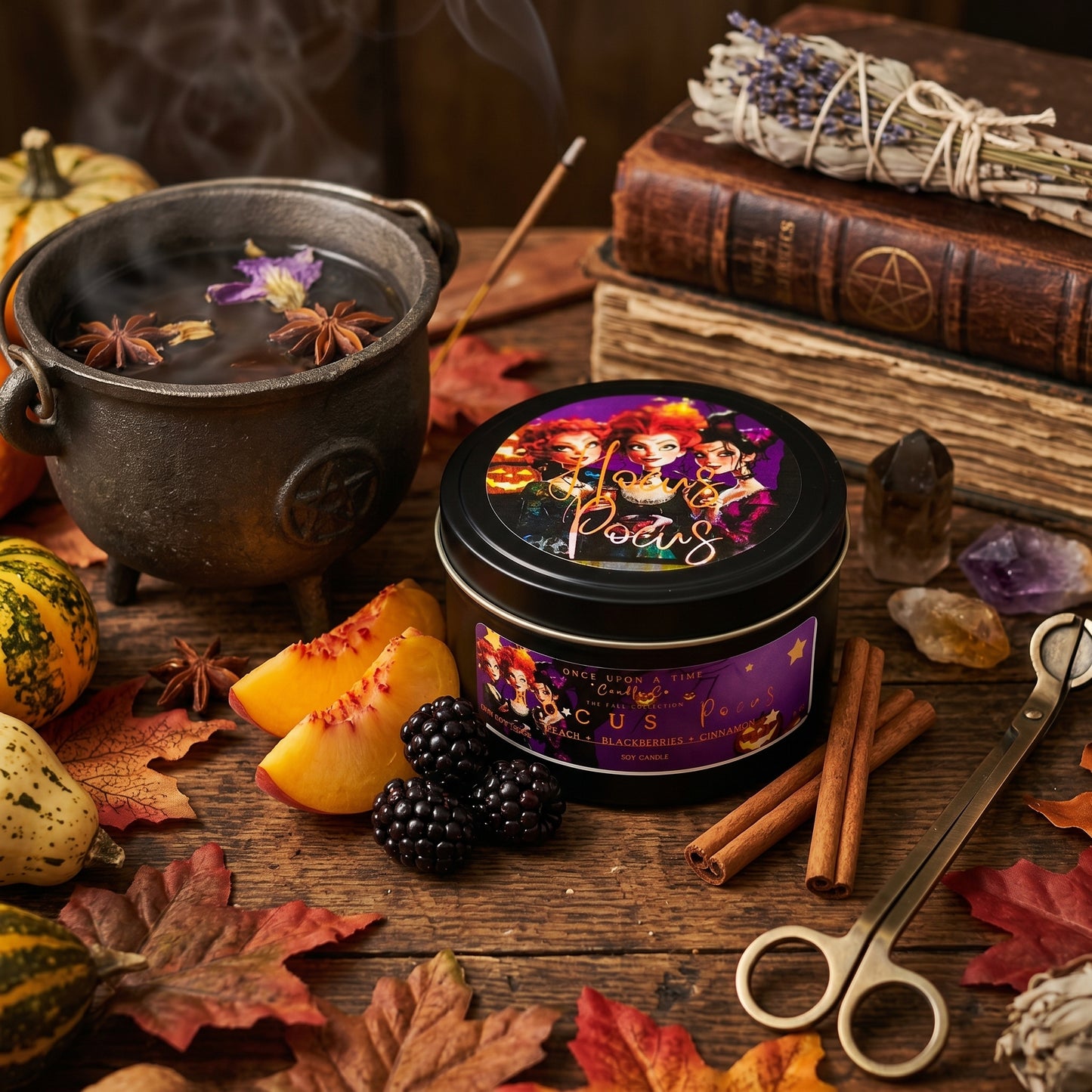 Hocus Pocus Soy Wax Candle-Blackberries, peach, and cinnamon