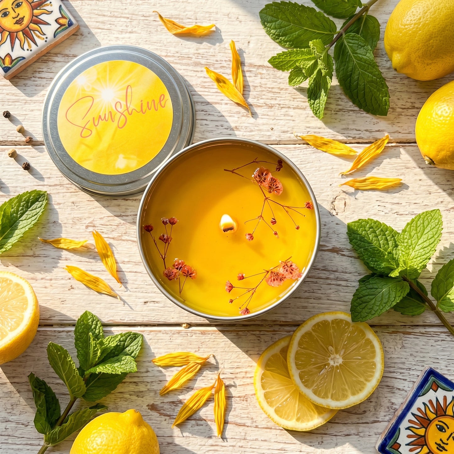 Sunshine Soy Wax Candle--Lemon & Mint