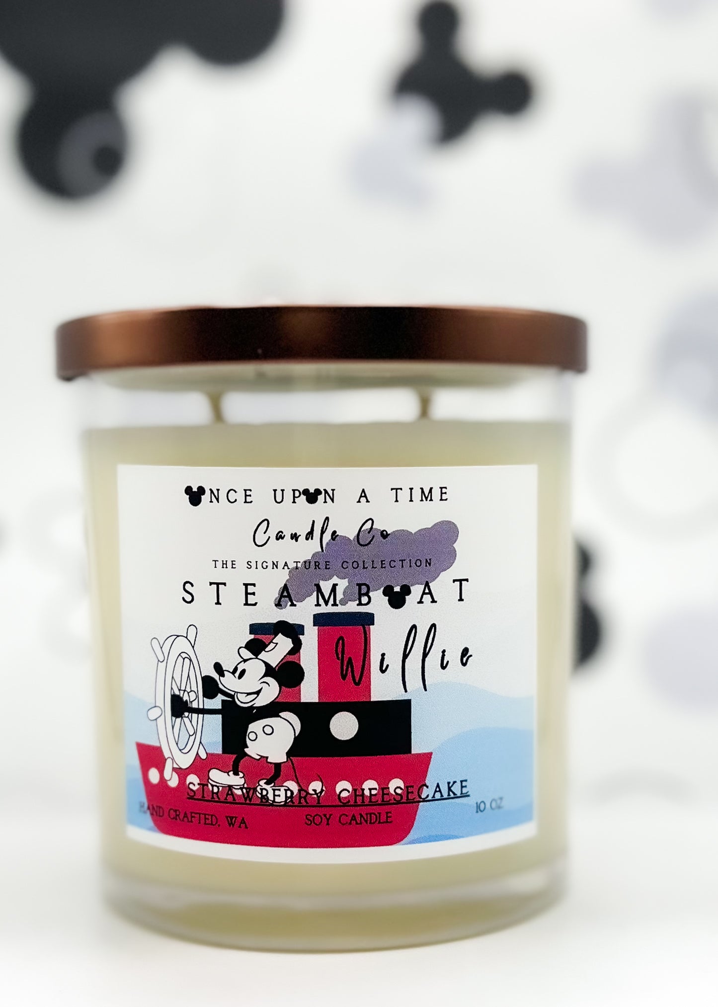 Mickey Mouse Classic Steamboat Willie Soy Wax Candle—Strawberry Cheesecake