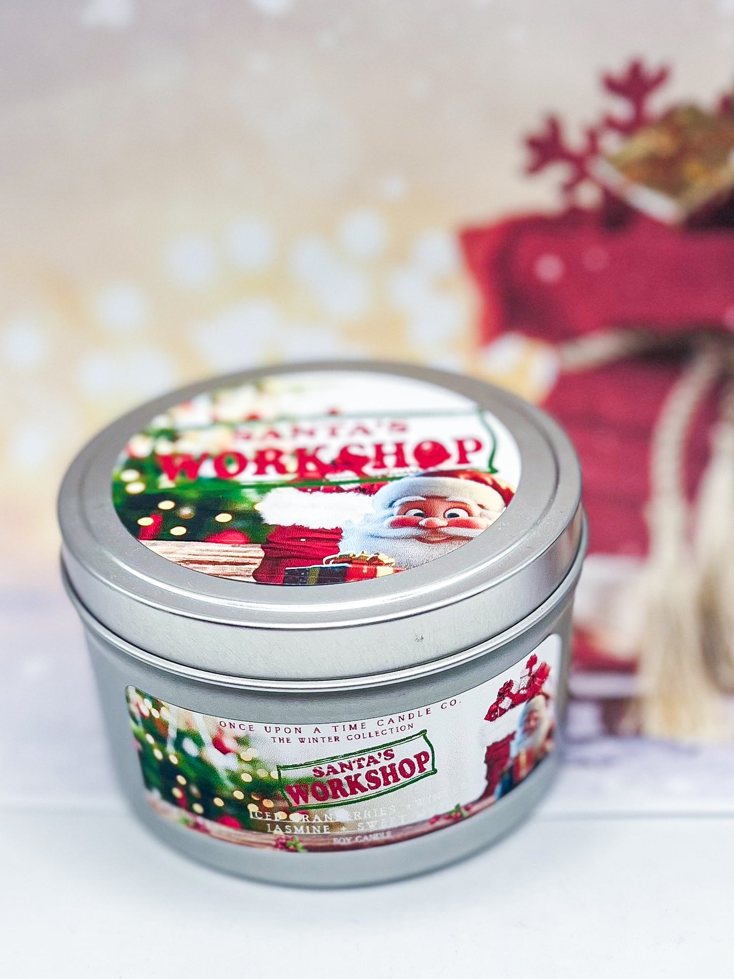 Santa's Workshop Soy Wax Candle - Crisp Cranberries and Winter Jasmine