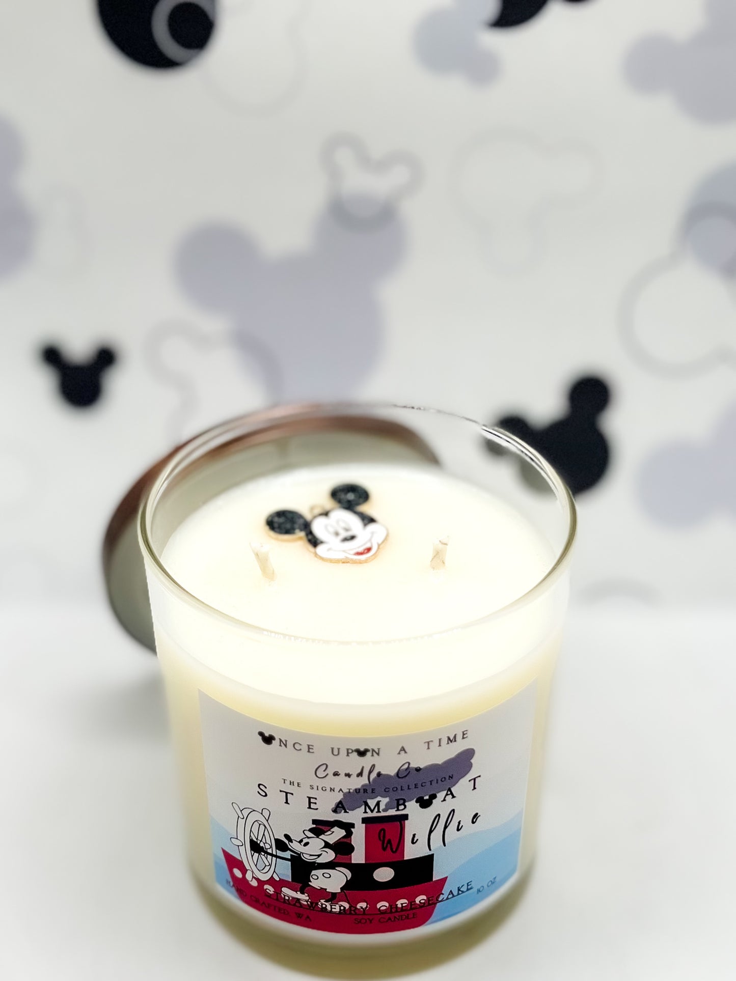 Mickey Mouse Classic Steamboat Willie Soy Wax Candle—Strawberry Cheesecake