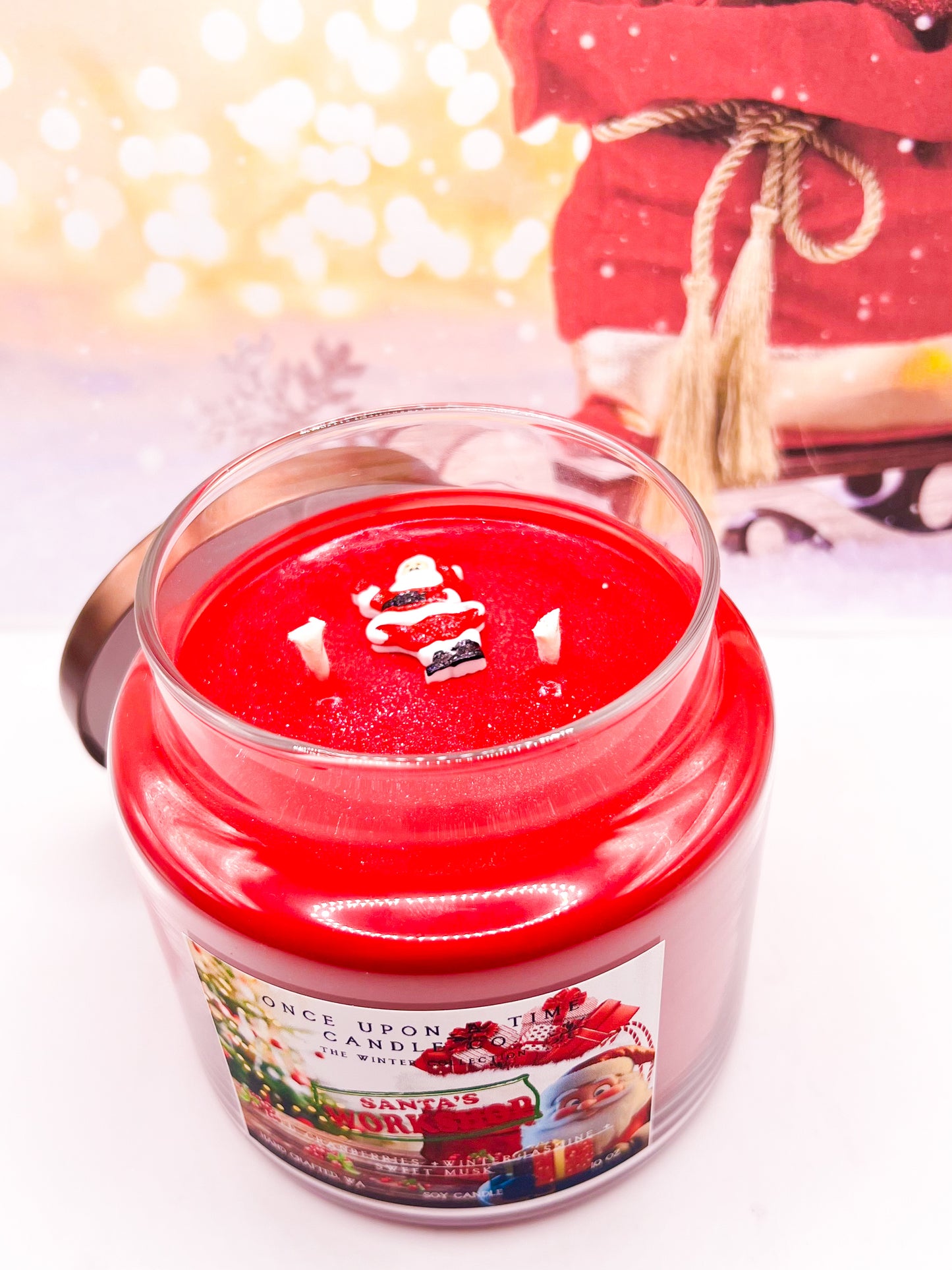 Santa's Workshop Soy Wax Candle - Crisp Cranberries and Winter Jasmine