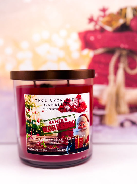 Santa's Workshop Soy Wax Candle - Crisp Cranberries and Winter Jasmine