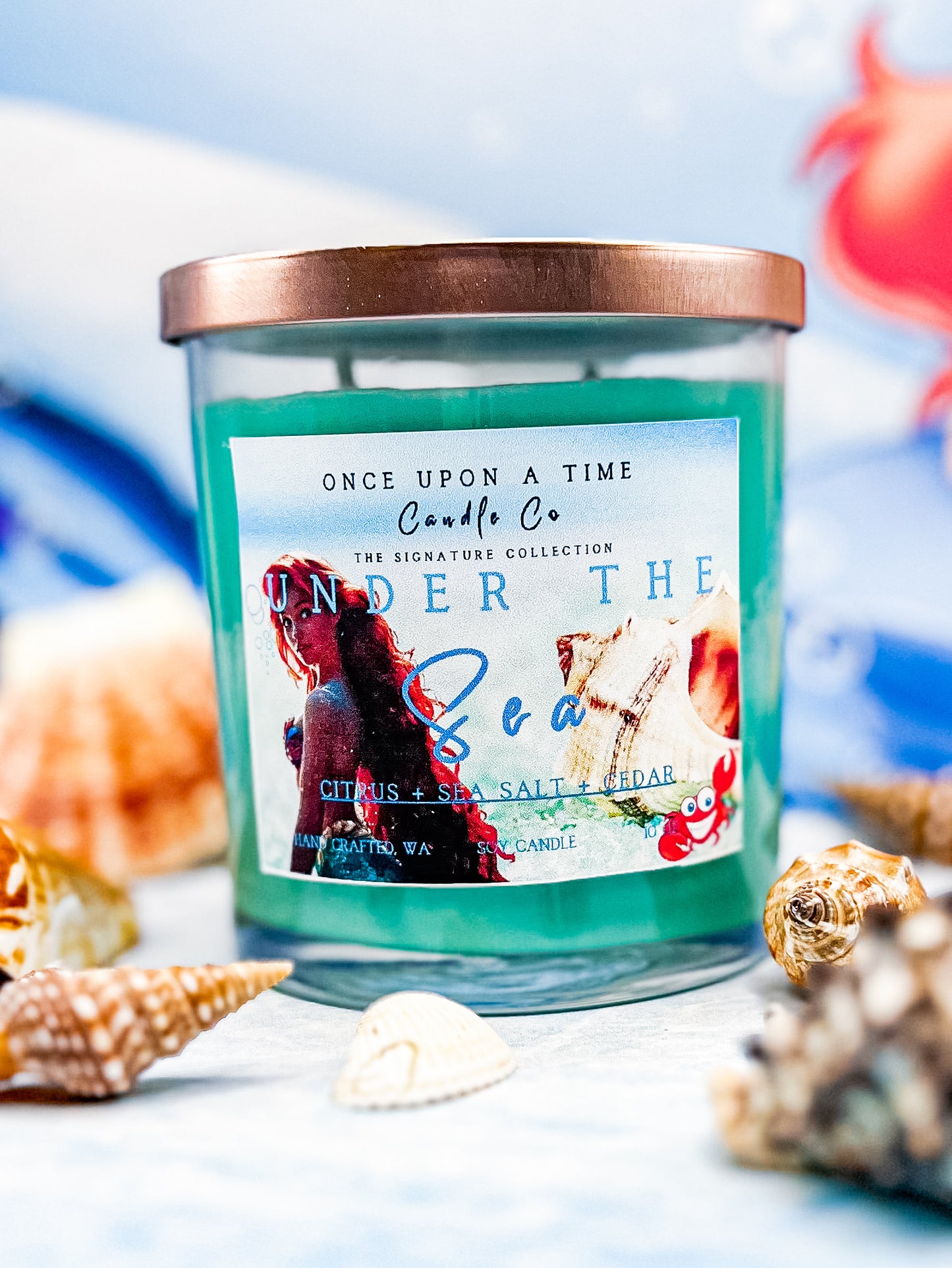 Under the Sea, Little Mermaid Soy Wax Candle-Citrus & Cedar