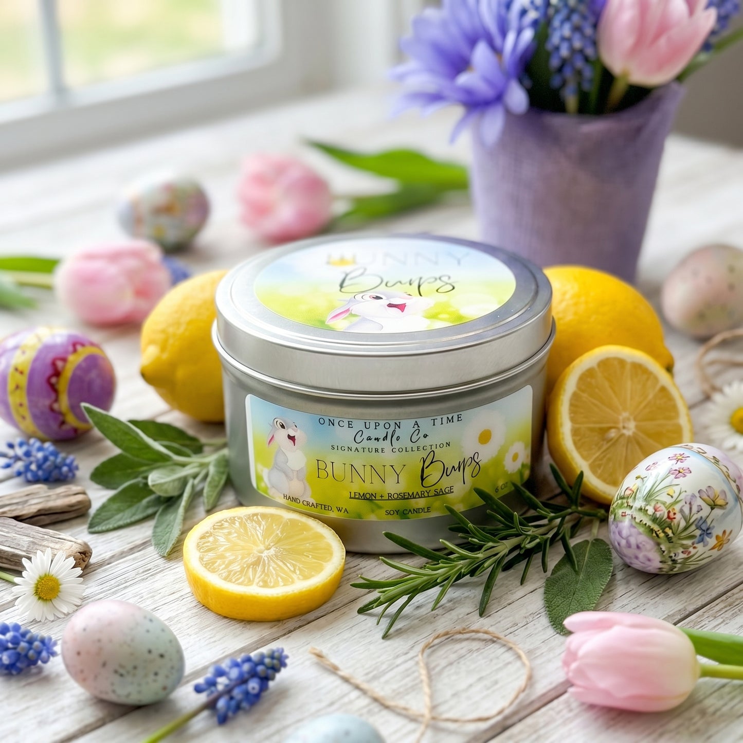 Bunny Burps-Lemon & Rosemary Soy Wax candle