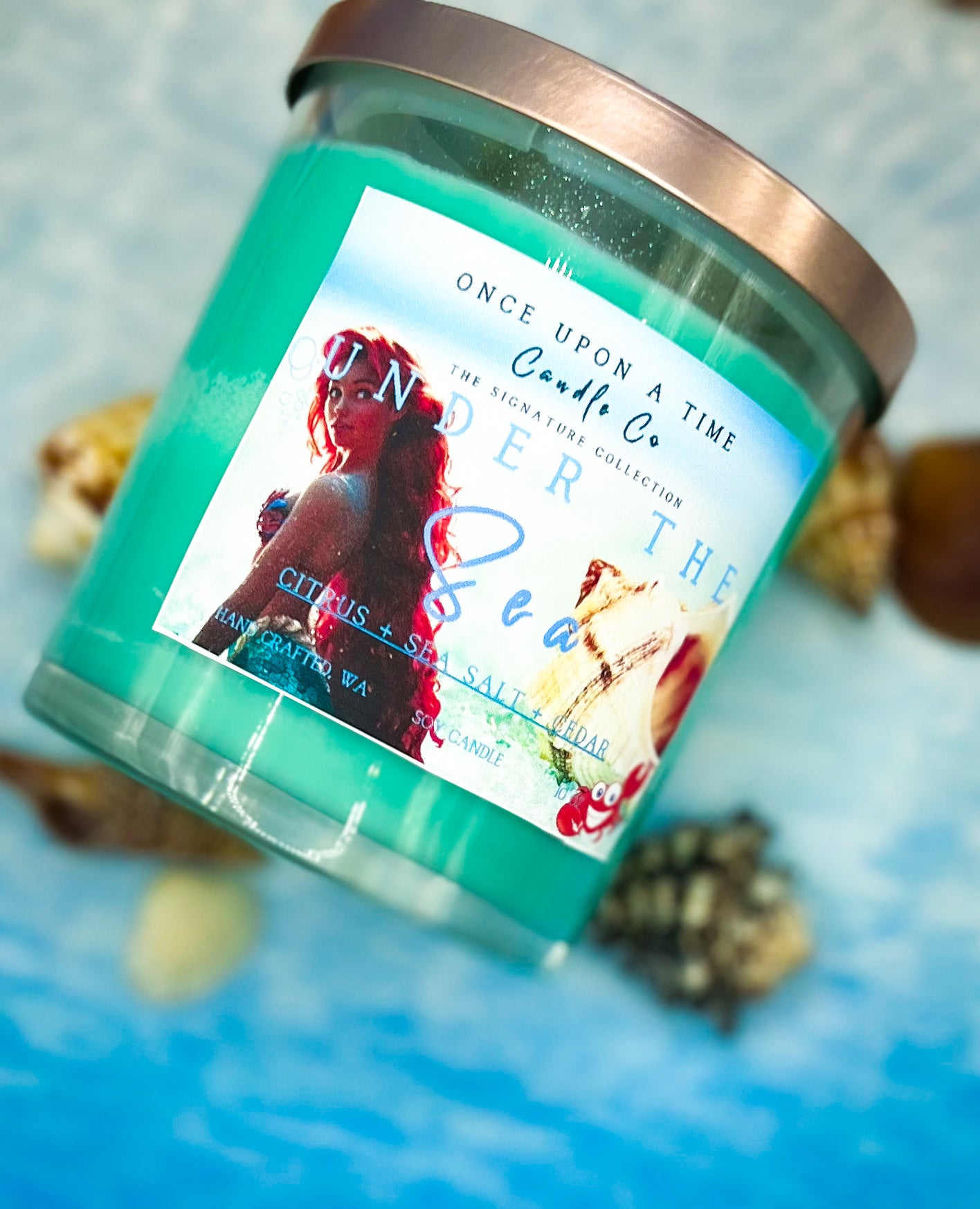 Under the Sea, Little Mermaid Soy Wax Candle-Citrus & Cedar