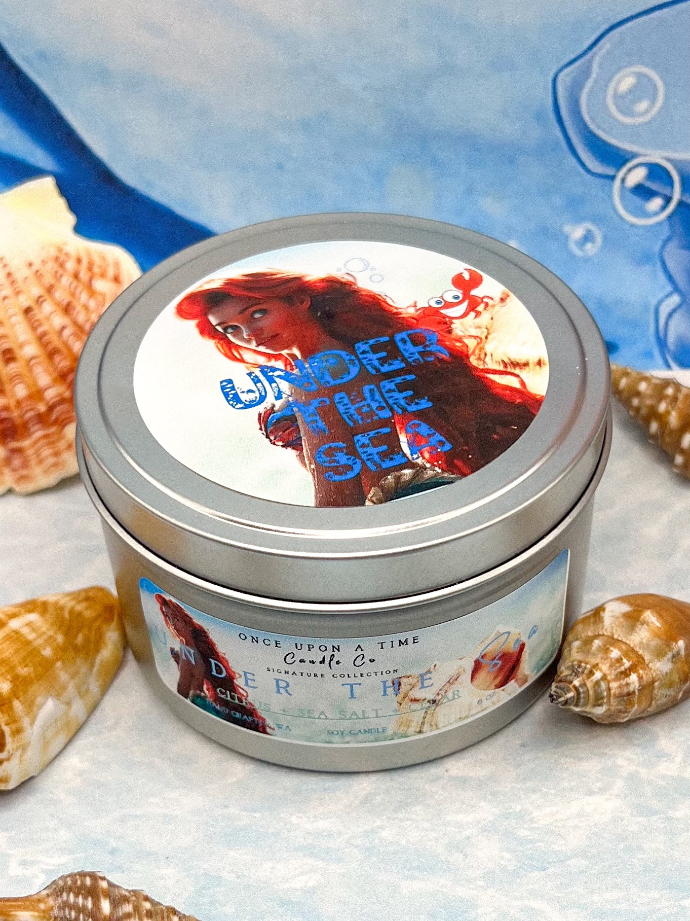 Under the Sea, Little Mermaid Soy Wax Candle-Citrus & Cedar