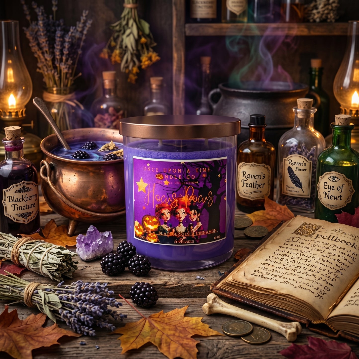 Hocus Pocus Soy Wax Candle-Blackberries, peach, and cinnamon