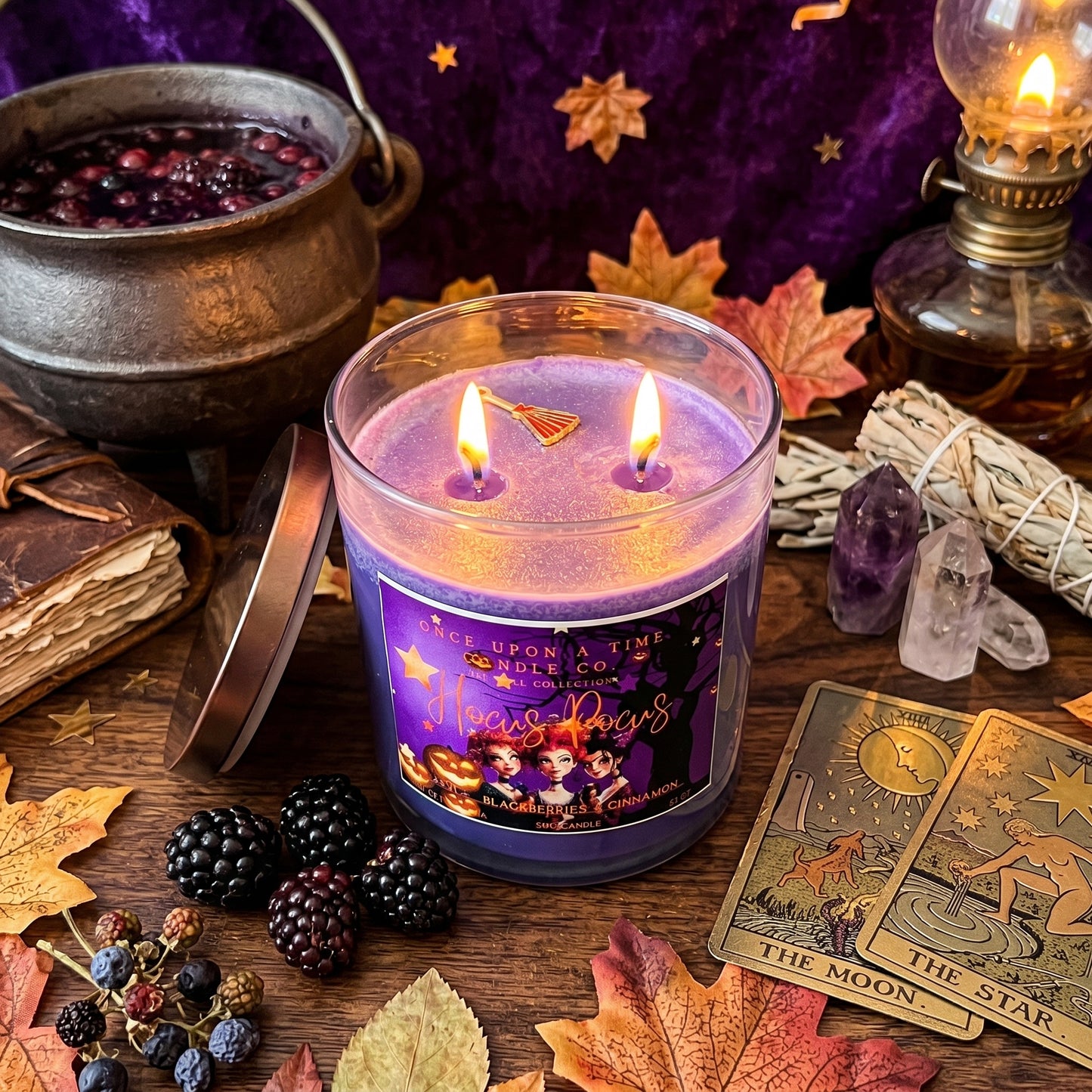 Hocus Pocus Soy Wax Candle-Blackberries, peach, and cinnamon