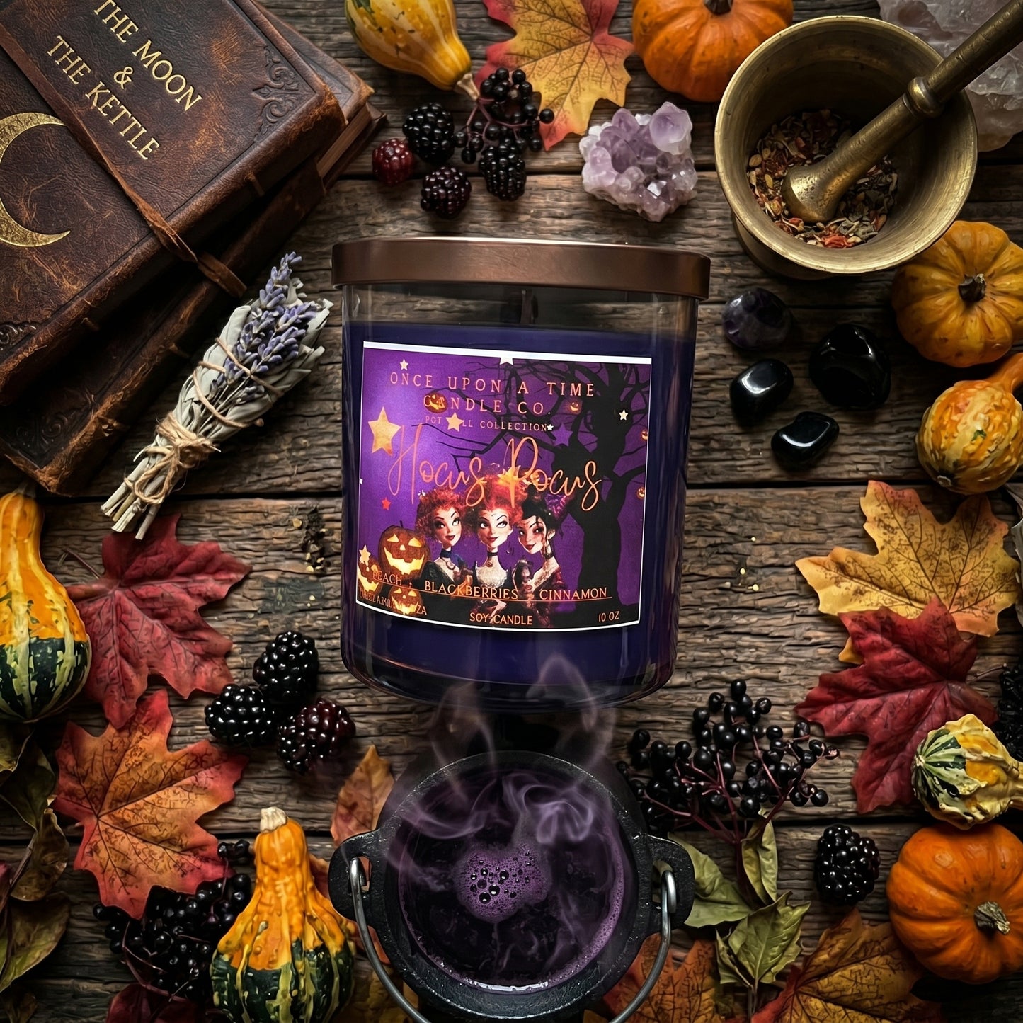Hocus Pocus Soy Wax Candle-Blackberries, peach, and cinnamon