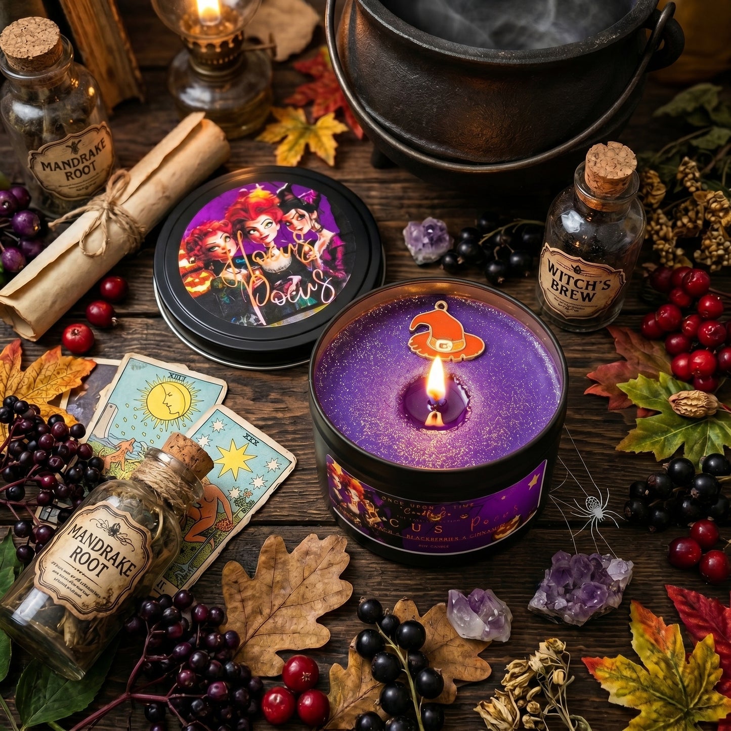 Hocus Pocus Soy Wax Candle-Blackberries, peach, and cinnamon