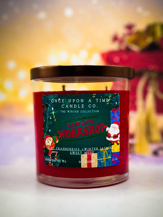 Santa's Workshop Soy Wax Candle - Crisp Cranberries and Winter Jasmine
