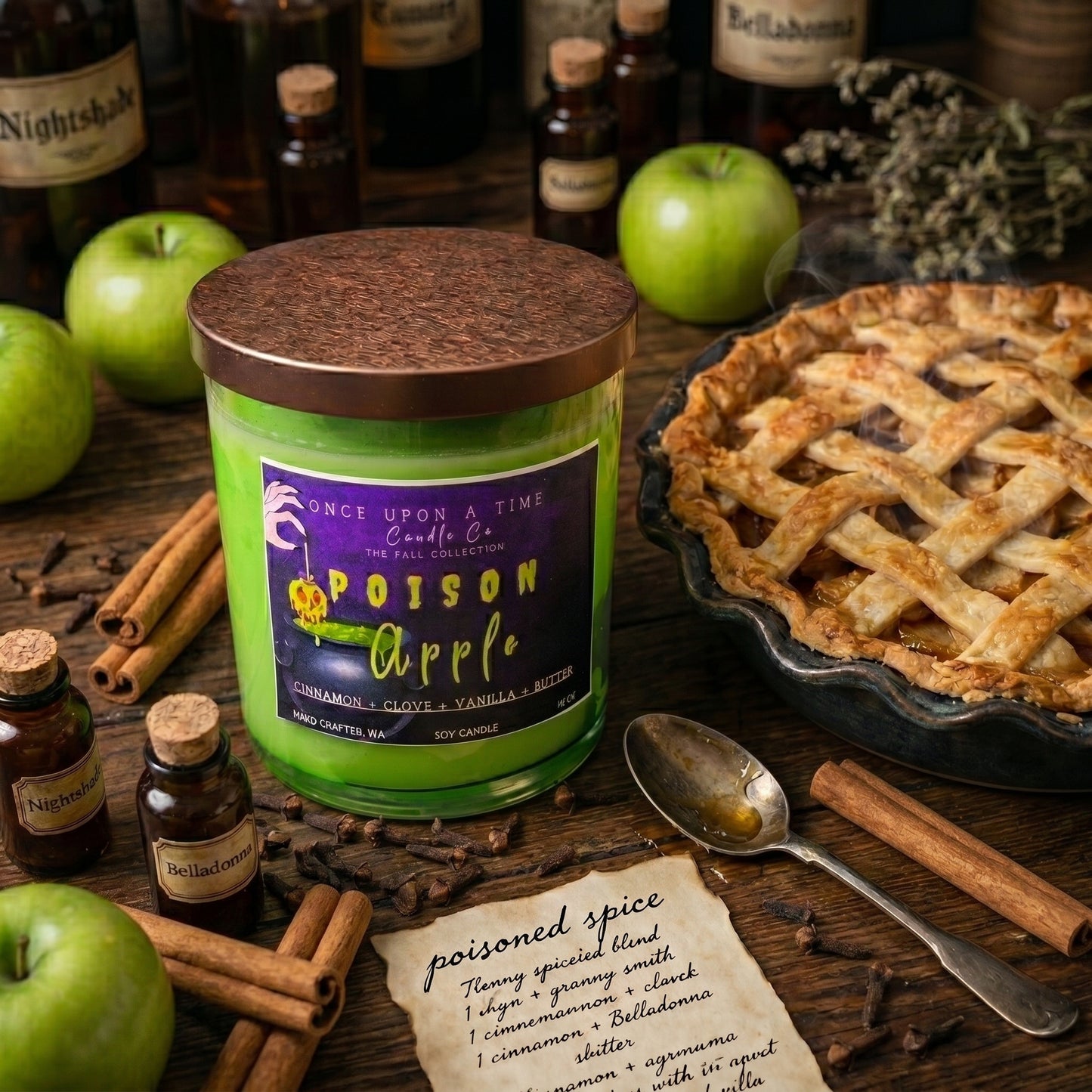 Poison Apple Soy Wax Candle-Apples, sugar, pie crust