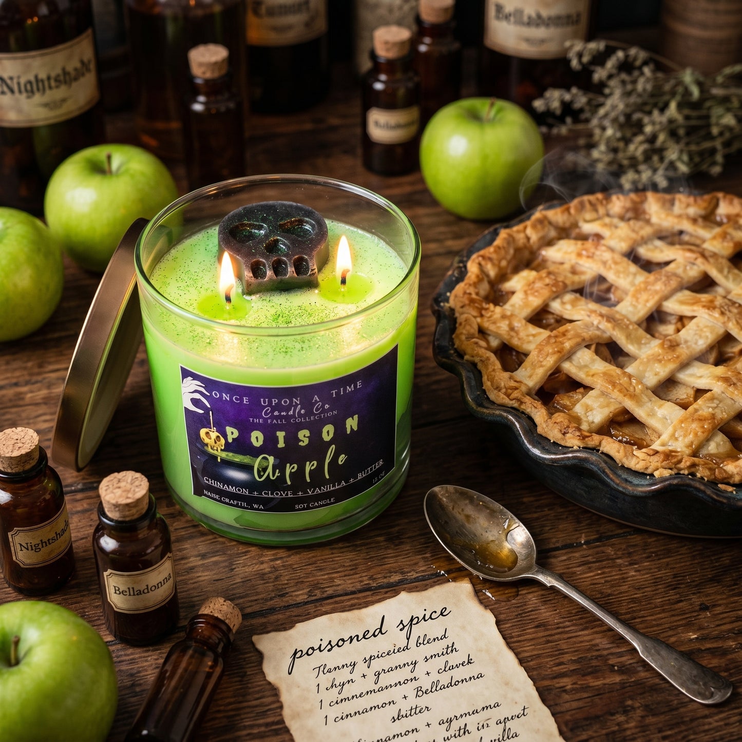Poison Apple Soy Wax Candle-Apples, sugar, pie crust
