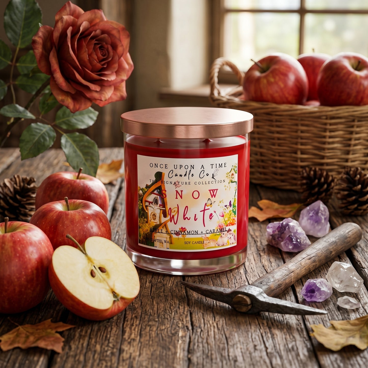 Snow White Soy Wax Candle--Candy Apple