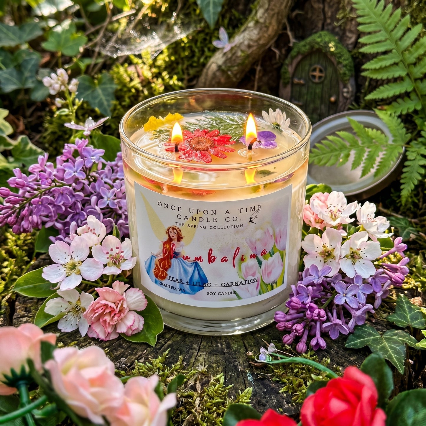 Thumbalina, Flower Fairy Princess Soy Wax Candle-Pear, Lilac, & Carnation