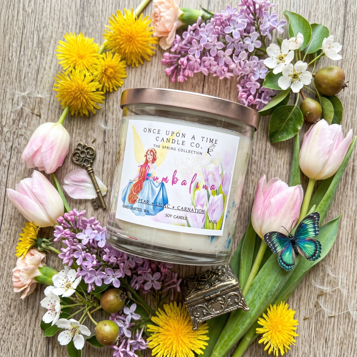 Thumbalina, Flower Fairy Princess Soy Wax Candle-Pear, Lilac, & Carnation