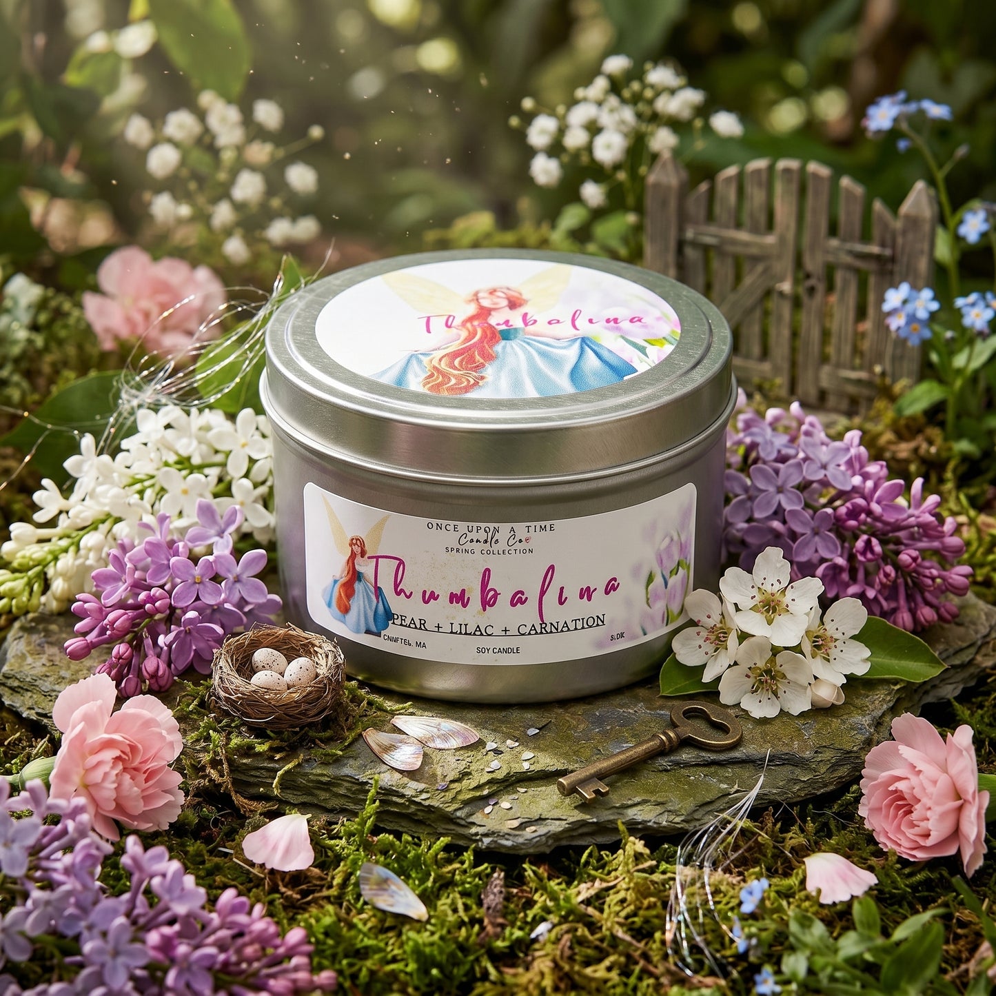 Thumbalina, Flower Fairy Princess Soy Wax Candle-Pear, Lilac, & Carnation