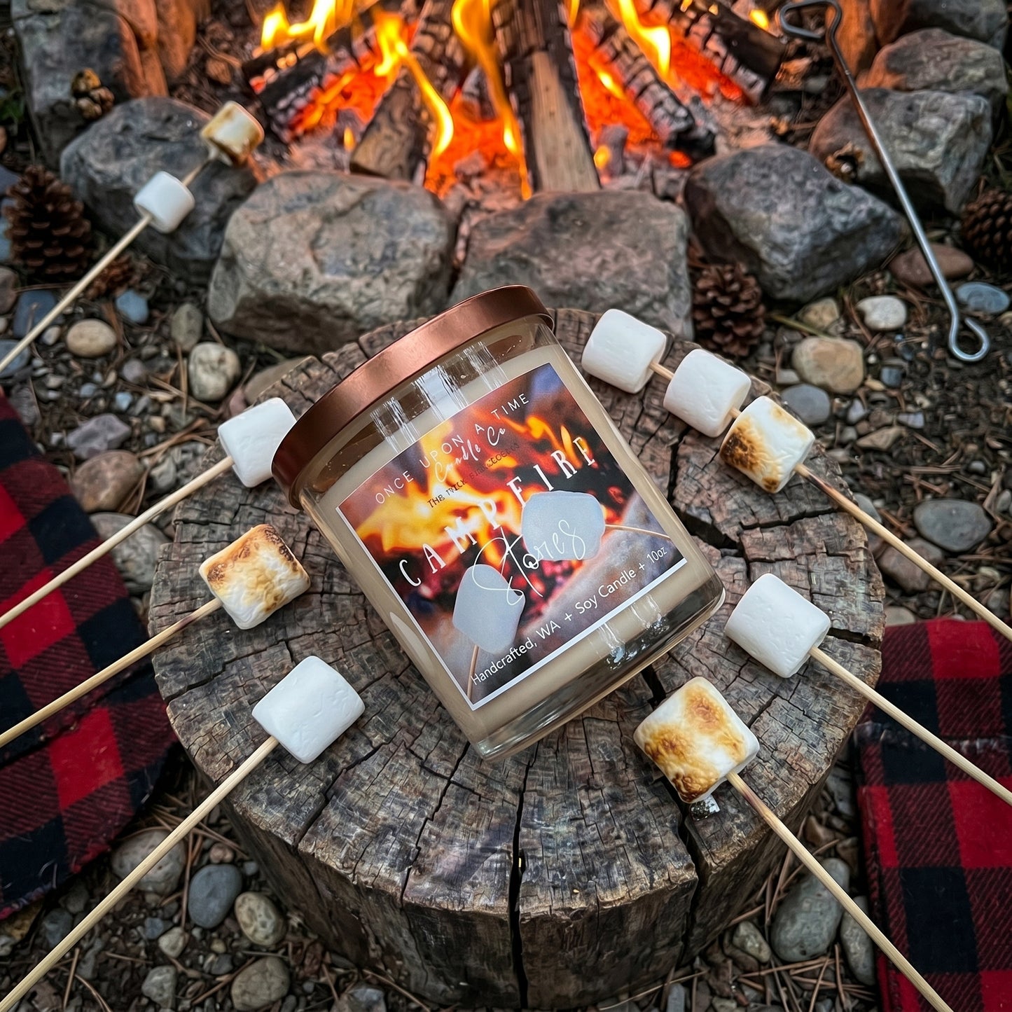 Campfire Stories Soy Wax Candle-Marshmallow, smoke and Embers scented