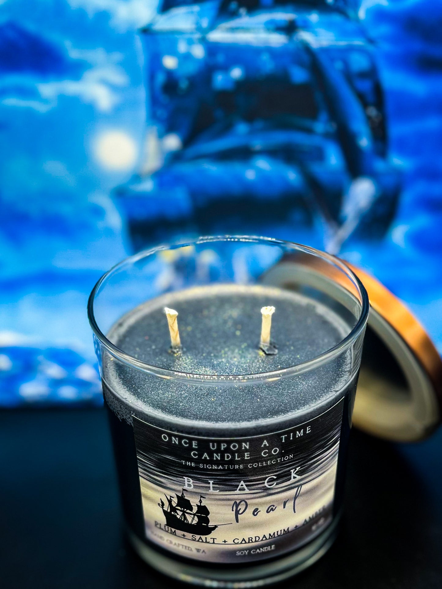 Black Pearl, Pirates of the Caribbean Soy Wax Candle-Plum & Cardamom