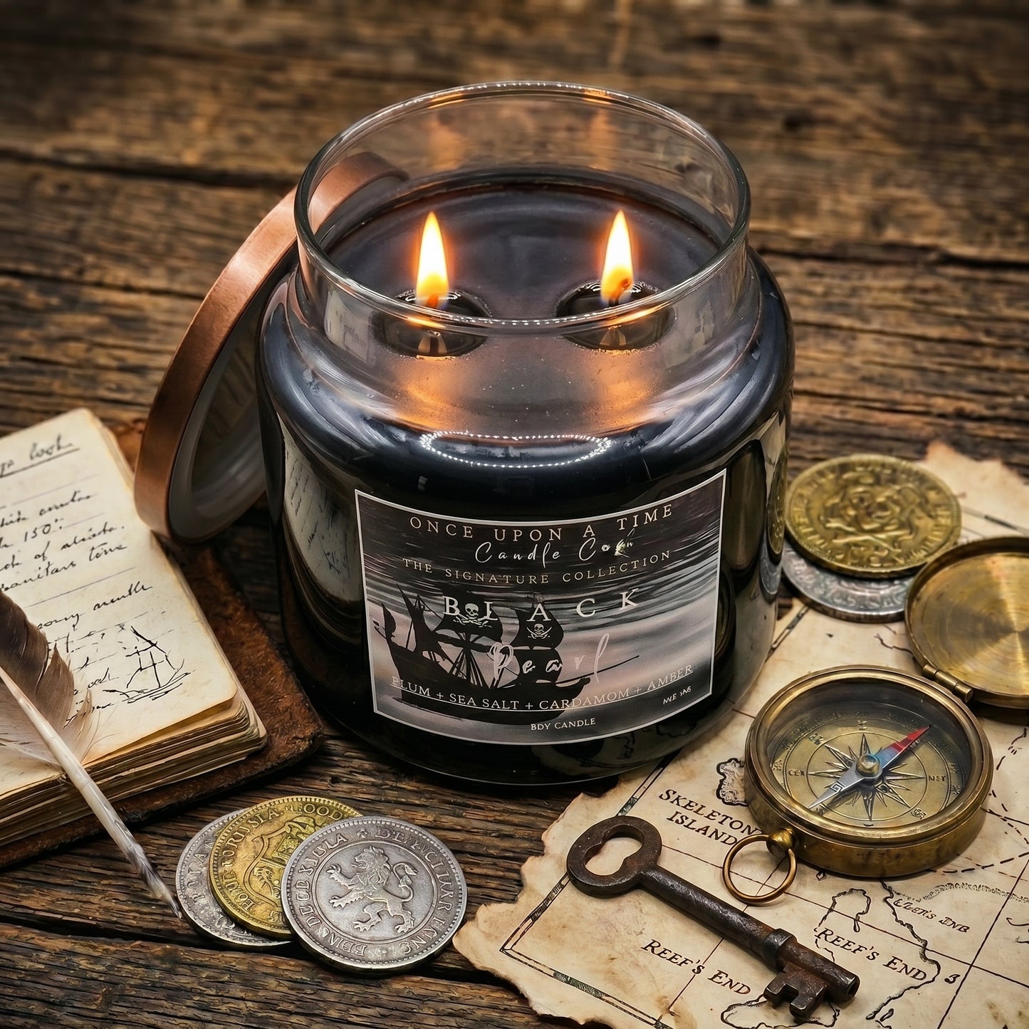 Black Pearl, Pirates of the Caribbean Soy Wax Candle-Plum & Cardamom