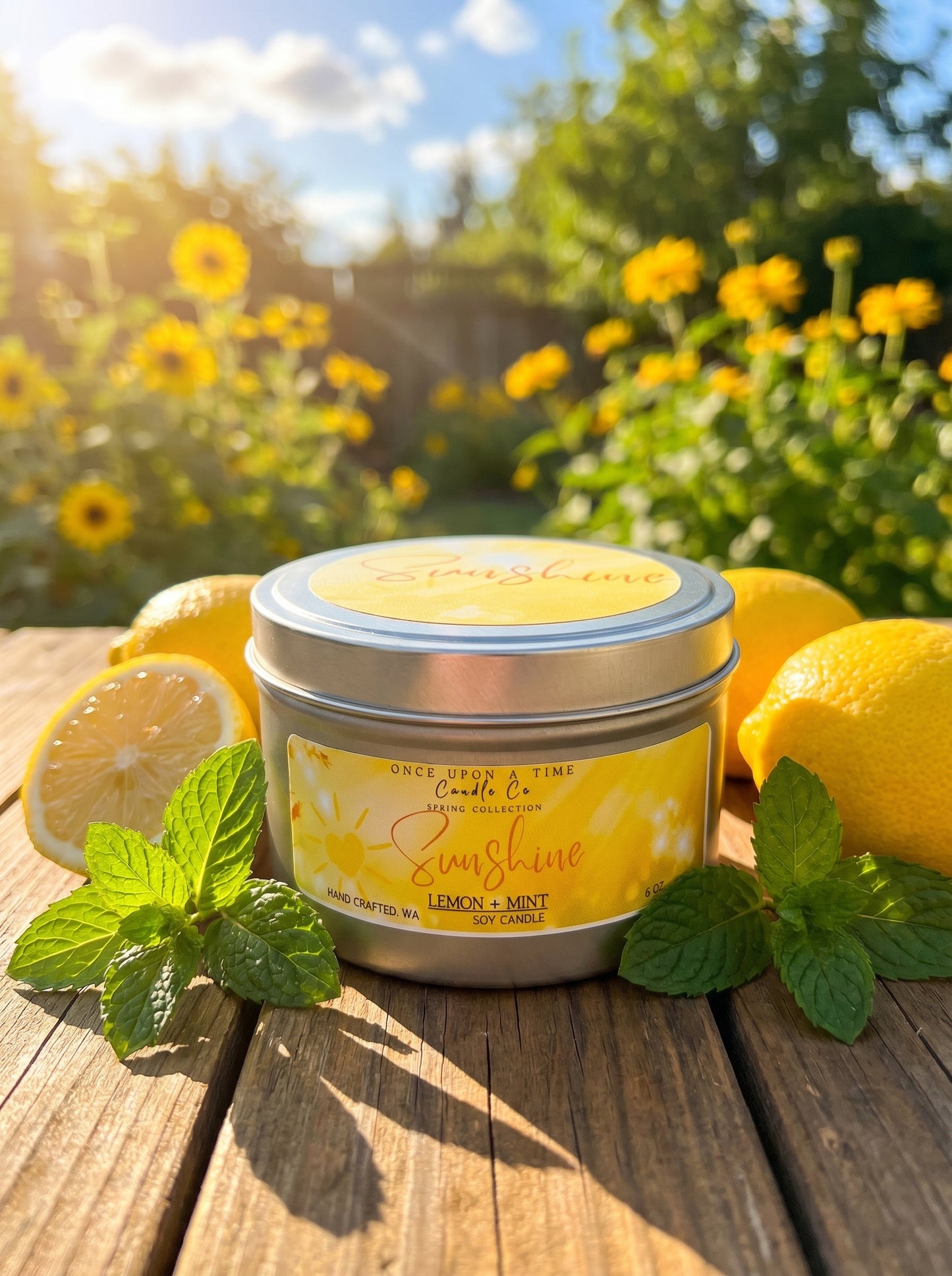 Sunshine Soy Wax Candle--Lemon & Mint