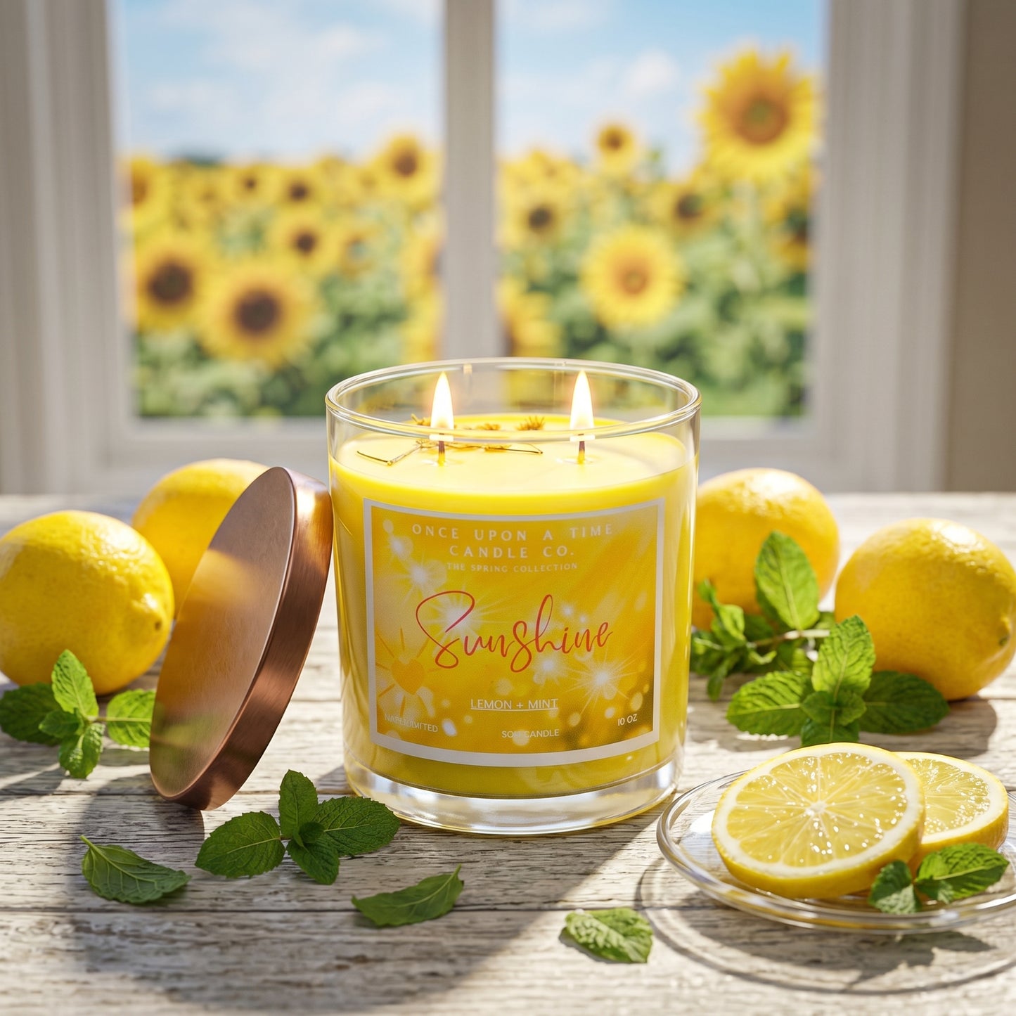 Sunshine Soy Wax Candle--Lemon & Mint