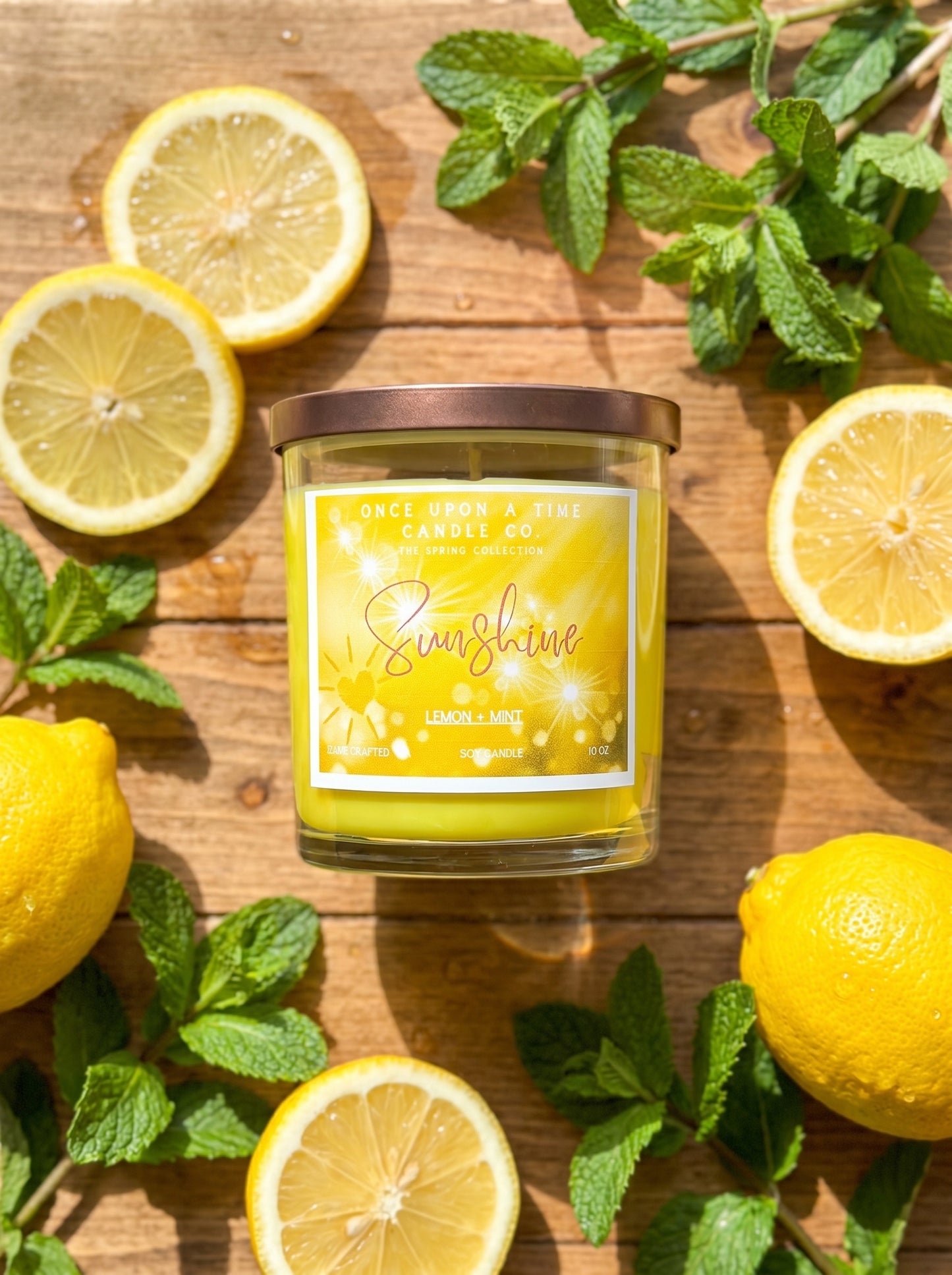 Sunshine Soy Wax Candle--Lemon & Mint