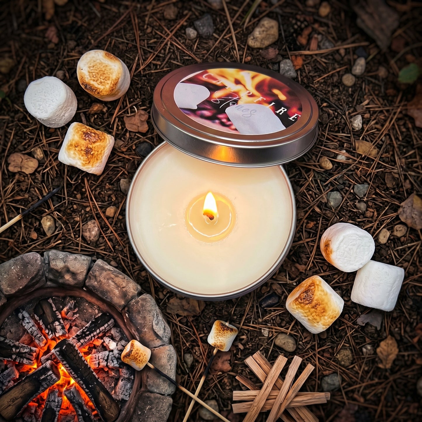 Campfire Stories Soy Wax Candle-Marshmallow, smoke and Embers scented