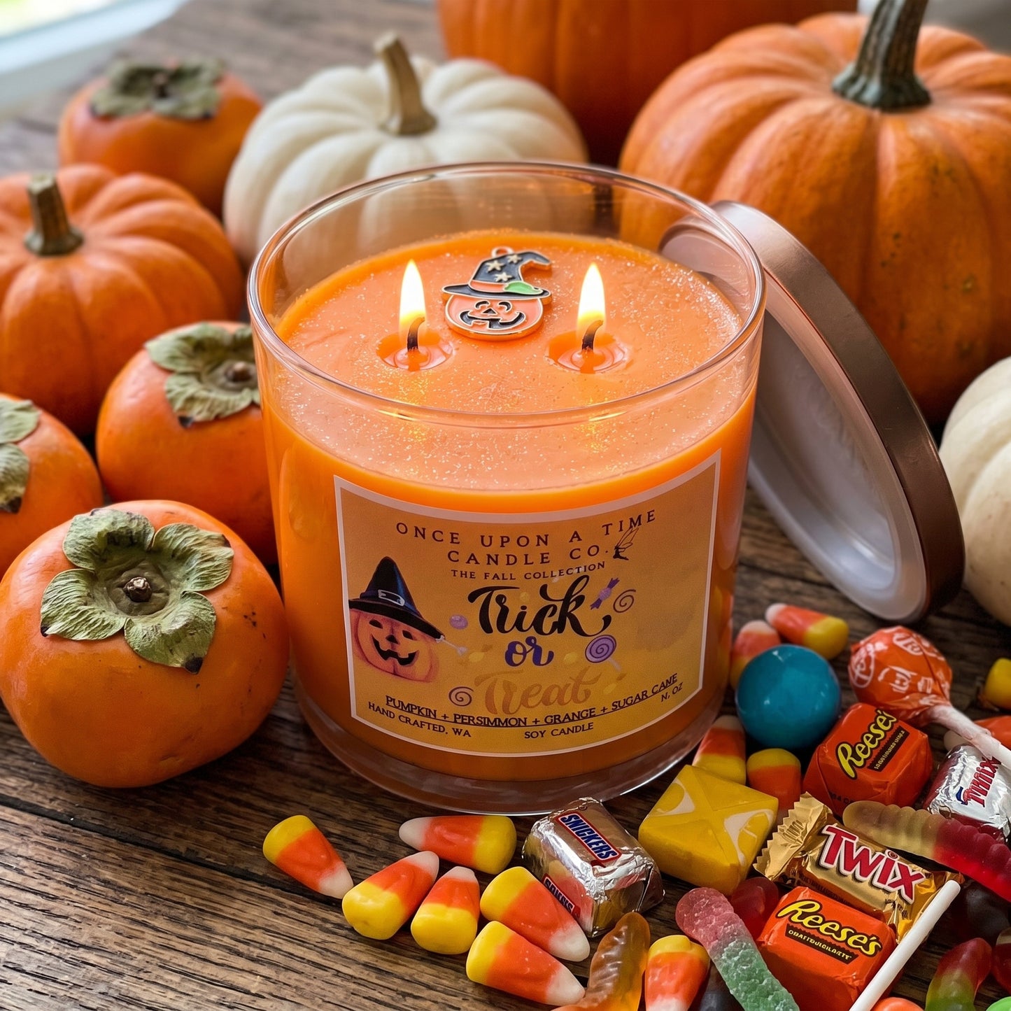 Trick or Treat Soy Wax Candle-Pumpkin, persimmon, and oranges