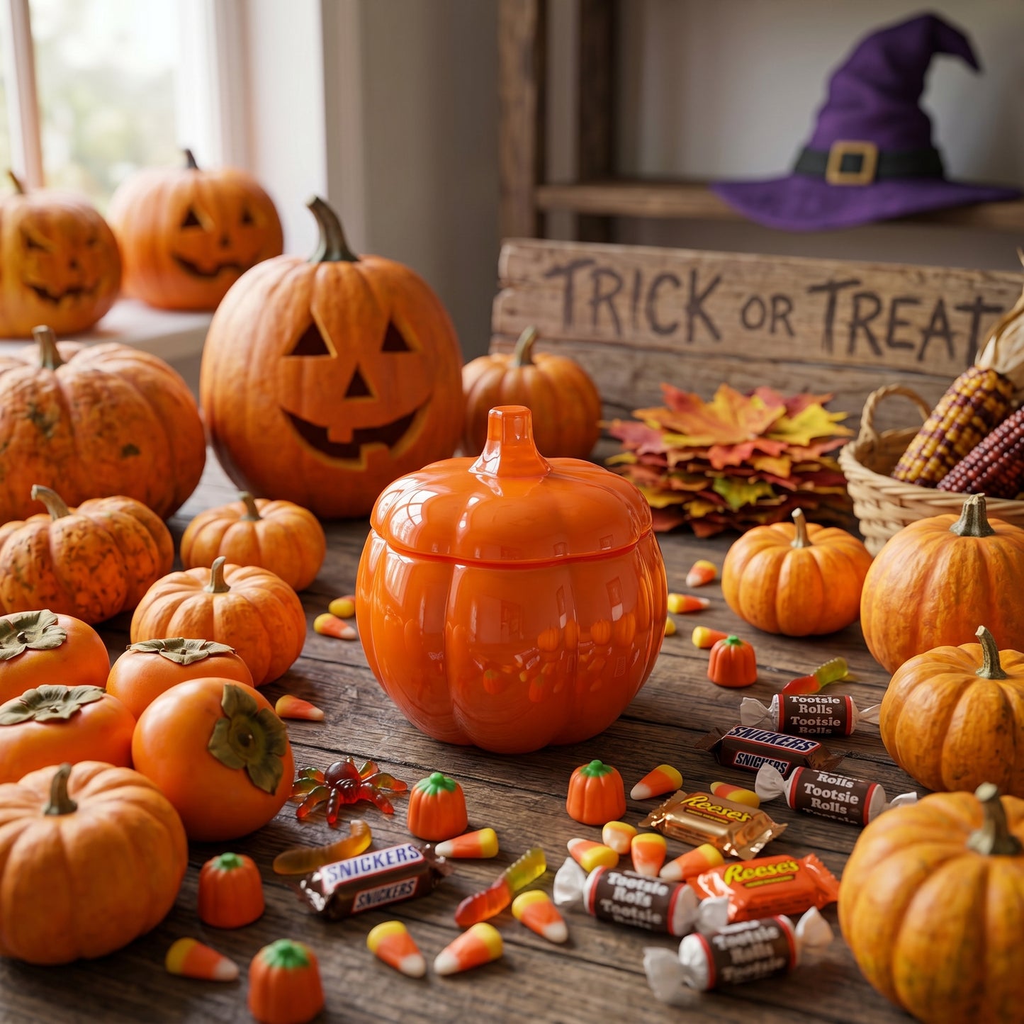 Trick or Treat Soy Wax Candle-Pumpkin, persimmon, and oranges