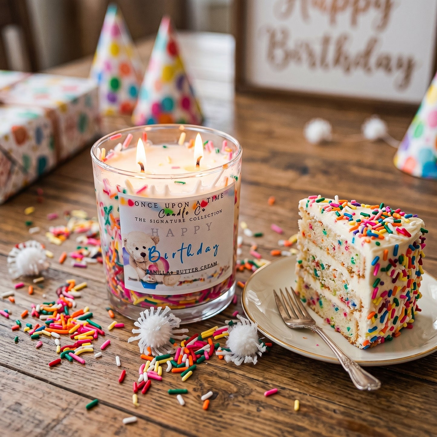 Birthday Cake, Happy Birthday Soy wax Candle. Birthday gift.