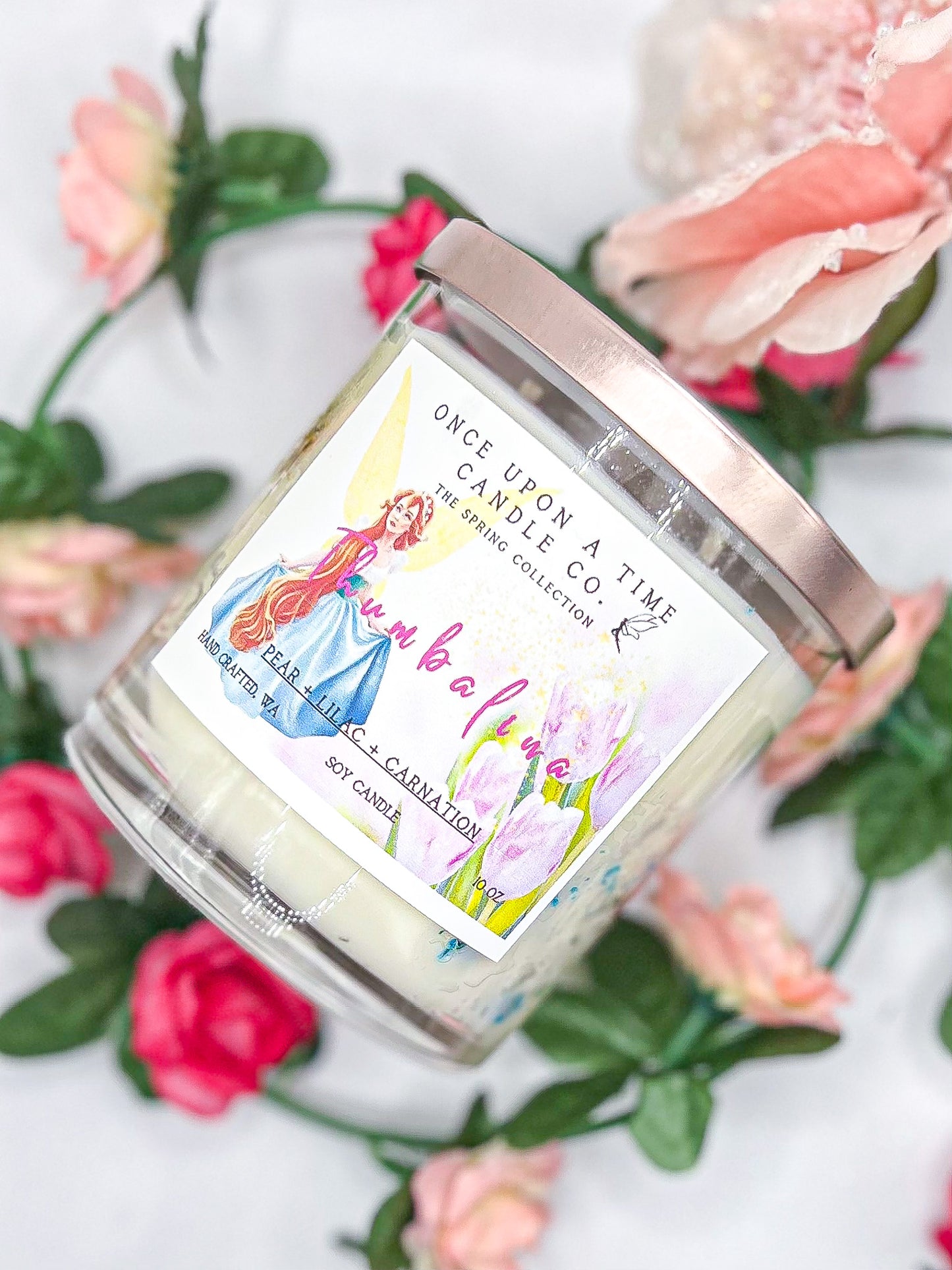 Thumbalina, Flower Fairy Princess Soy Wax Candle-Pear, Lilac, & Carnation