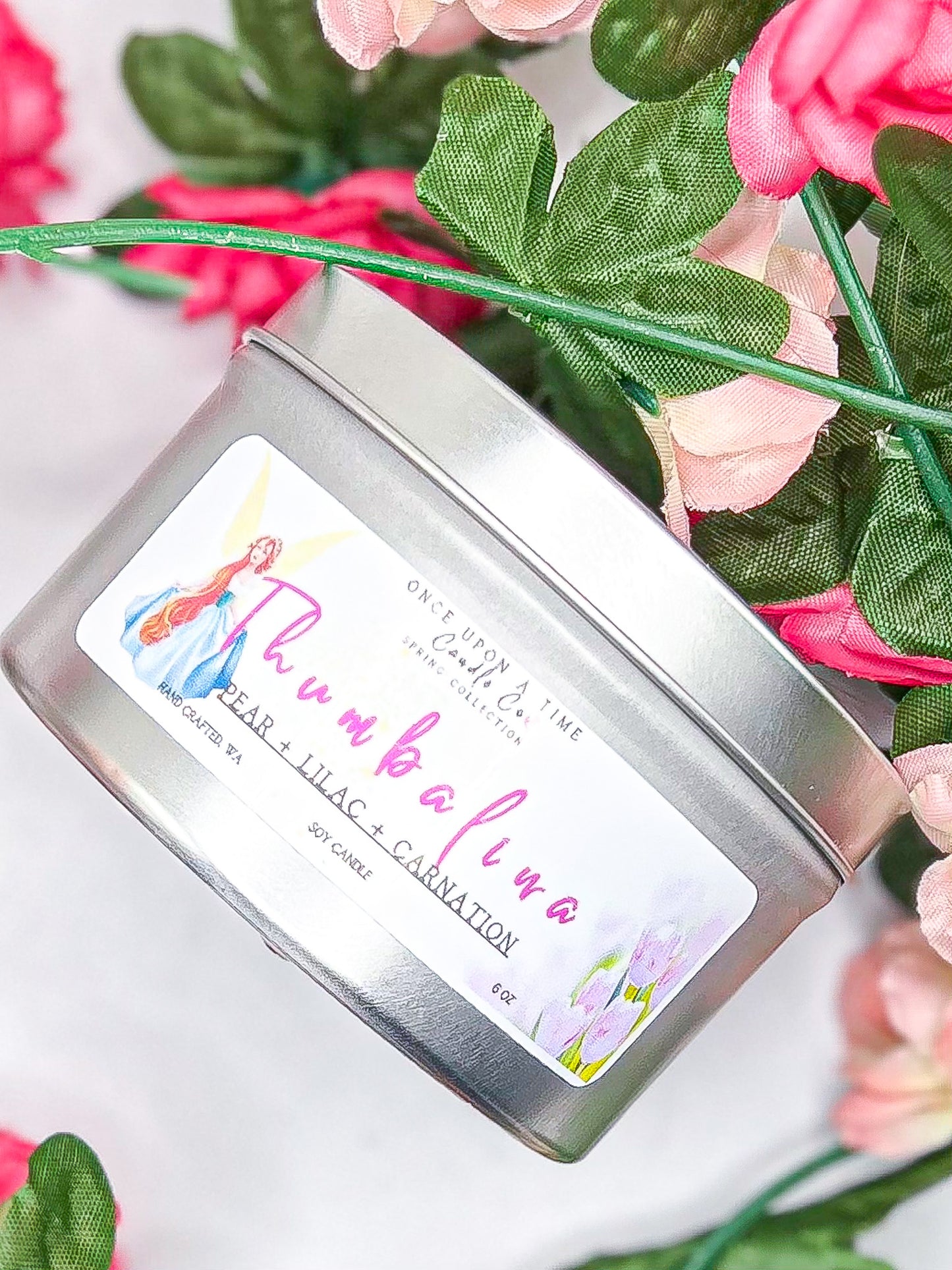 Thumbalina, Flower Fairy Princess Soy Wax Candle-Pear, Lilac, & Carnation