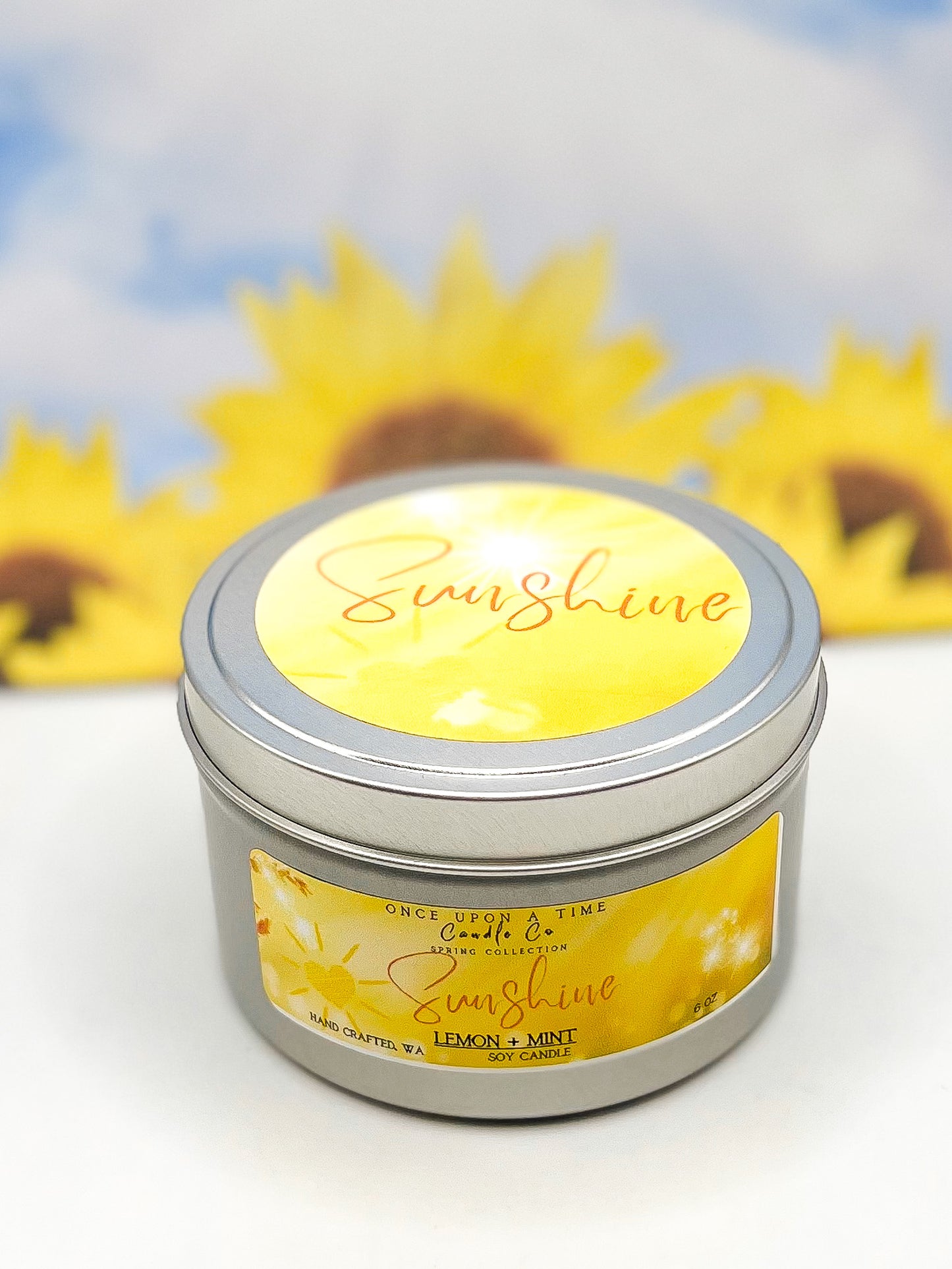 Sunshine Soy Wax Candle--Lemon & Mint