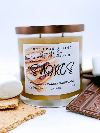 S'mores Soy Wax Candle-Chocolate, Marshmallow & Graham Cracker