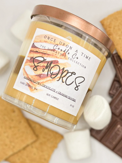 S'mores Soy Wax Candle-Chocolate, Marshmallow & Graham Cracker