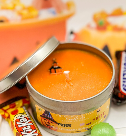 Trick or Treat Soy Wax Candle-Pumpkin, persimmon, and oranges